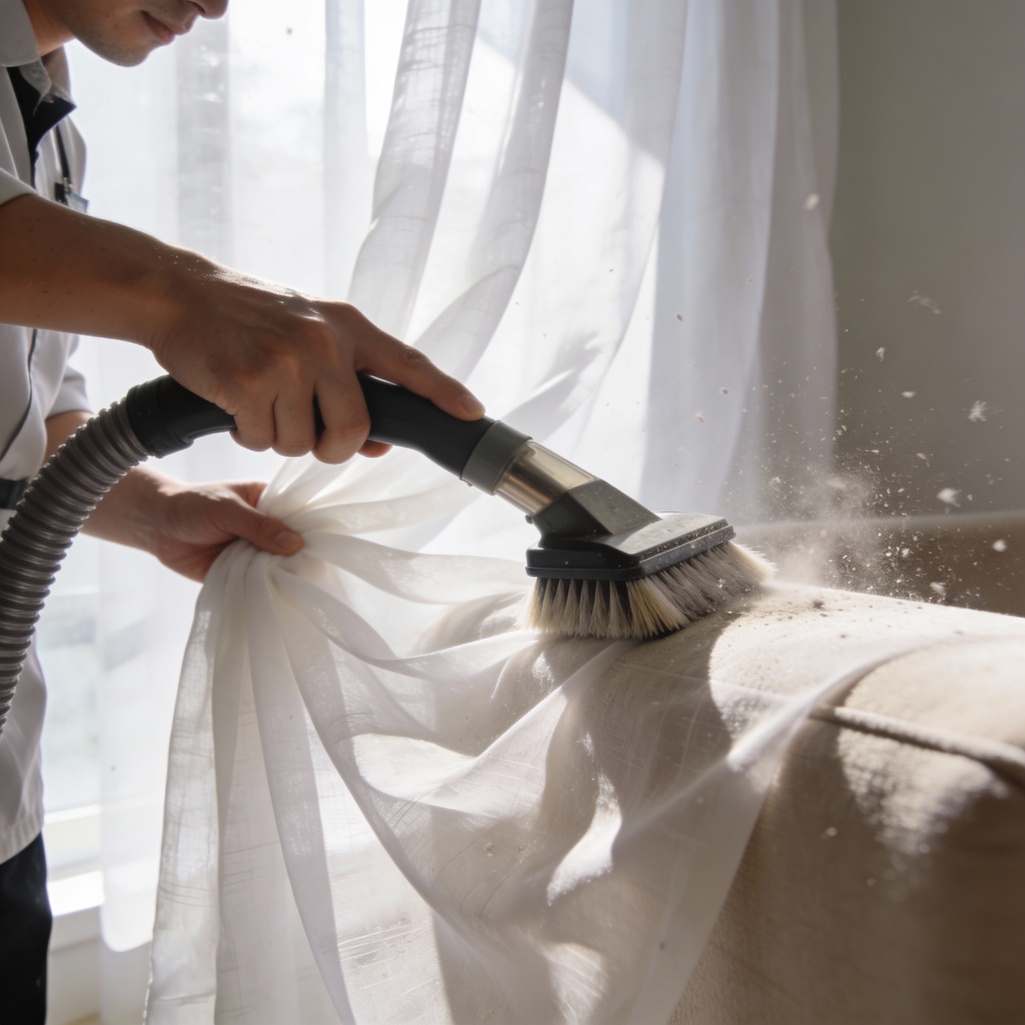 Elegant drapes in a clean living room